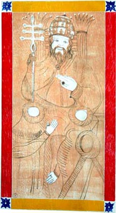 O Papa - gravura de Carola Trimano em xilo e ponta seca.