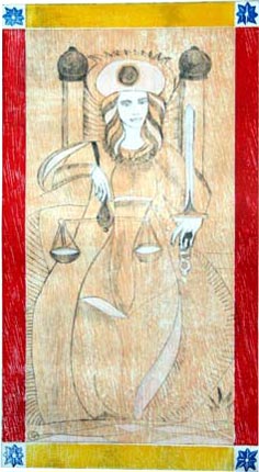 A Justia - gravura de Carola Trimano em xilo e ponta seca.