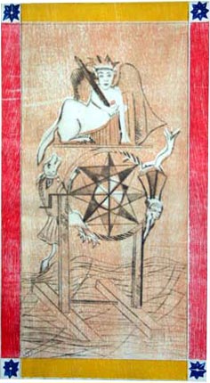 A Roda da Fortuna - gravura de Carola Trimano em xilo e ponta seca.