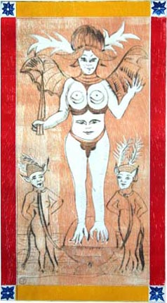 O Diabo - gravura de Carola Trimano em xilo e ponta seca.
