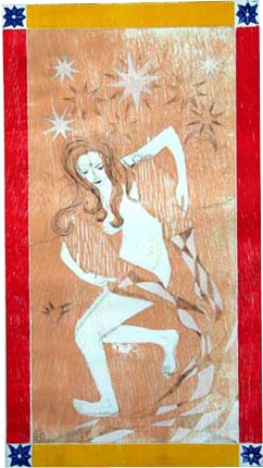 A Estrela - gravura de Carola Trimano em xilo e ponta seca.