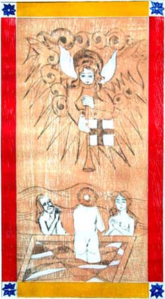 O Julgamento - gravura de Carola Trimano em xilo e ponta seca.