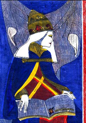 A Papisa - gravura de Carola Trimano com tcnica mista.