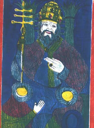 O Papa - gravura de Carola Trimano com tcnica mista.
