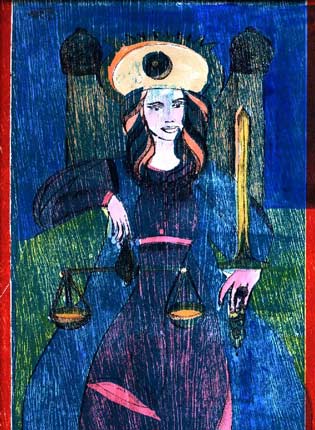 A Justia - gravura de Carola Trimano com tcnica mista.