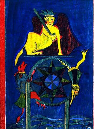 A Roda da Fortuna - gravura de Carola Trimano com tcnica mista.
