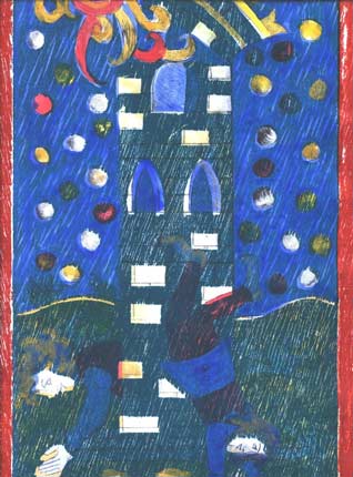 A Torre - gravura de Carola Trimano com tcnica mista.