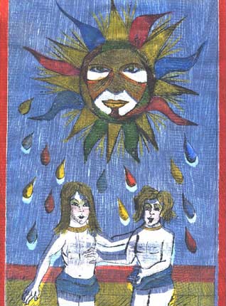 O Sol - gravura de Carola Trimano com tcnica mista.