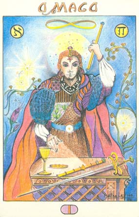 1. O Mago, no Tarot Namur, desenhado por Martha Leyrs