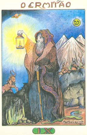 9. O Ermitão, no Tarot Namur, desenhado por Martha Leyrós