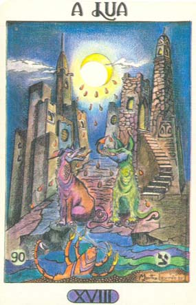 18. A Lua, no Tarot Namur, desenhado por Martha Leyrs