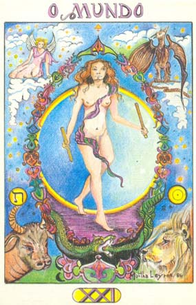 21. O Mundo, no Tarot Namur, desenhado por Martha Leyrs