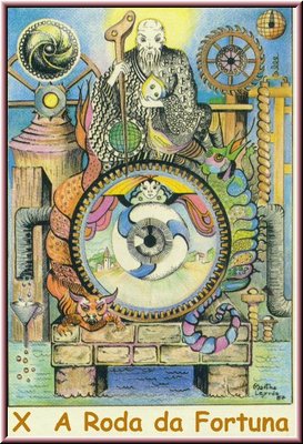 10. A Roda da Fortuna, no Tarot Namur, desenhado por Martha Leyrs