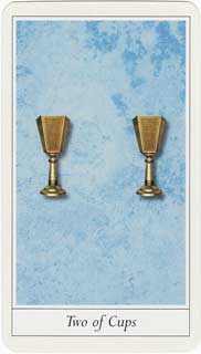 Dois de Copas no Lovers Tarot de Jane Lyle