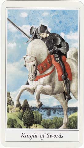 Cavaleiro de Espadas no Lovers Tarot de Jane Lyle