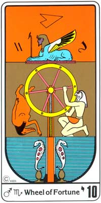 10. La Retribución (A Roda da Fortuna) no Tarot Egipcio da Kier