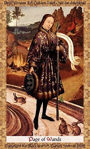 O Valete de Paus no Golden Tarot de Kat Black