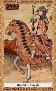 O Cavaleiro de Paus no Golden Tarot de Kat Black