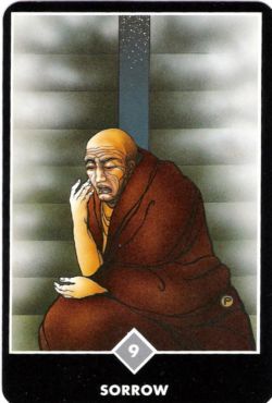 Pesar (Nove de Espadas) no Osho Tarot de Ma Deva Padma