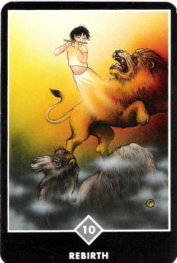 Renascimento (Dez de Espadas) no Osho Tarot de Ma Deva Padma