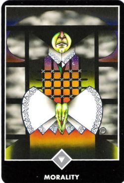 Moralidade (Rainha de Espadas) no Osho Tarot de Ma Deva Padma