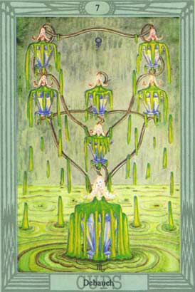 Devassido, o Sete de Copas no Thoth Tarot de Crowley-Harris