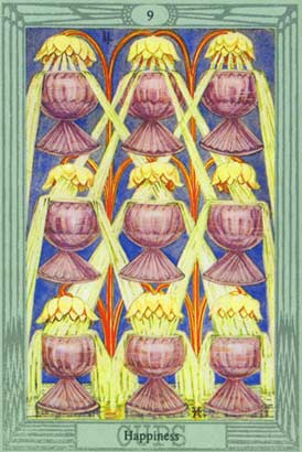 Felicidade, o Nove de Copas no Thoth Tarot de Crowley-Harris