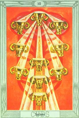 Saciedade, o Dez de Copas no Thoth Tarot de Crowley-Harris 