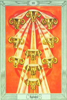 Saciedade, o Dez de Copas no Thoth Tarot de Crowley-Harris 