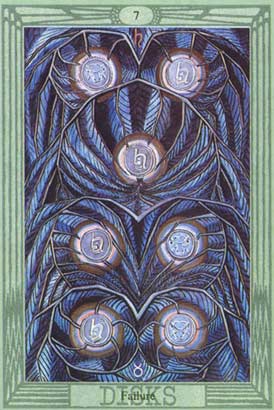 Fracasso, o Sete de Ouros no Thoth Tarot de Crowley-Harris