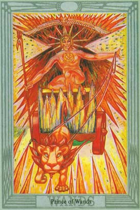 O Prncipe de Paus, o Cavaleiro de Paus no Thoth Tarot de Crowley-Harris