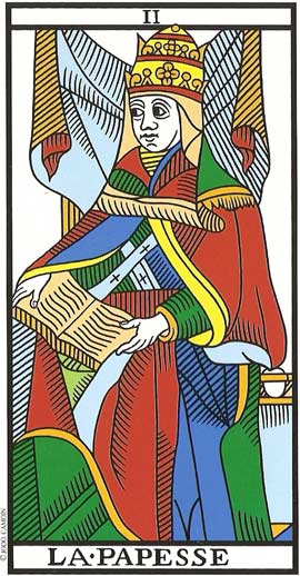 A Papisa no Tarot de Marseille restaurado por Jodorowsky e Camoin