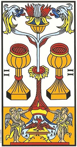 Dois de Copas no Tarot de Marseille restaurado por Jodorowsky e Camoin