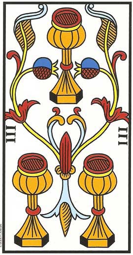 Trs de Copas no Tarot de Marseille restaurado por Jodorowsky e Camoin