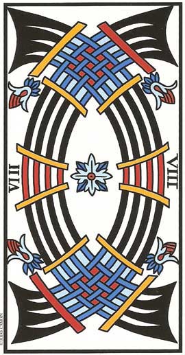 Oito de Espadas no Tarot de Marseille restaurado por Jodorowsky e Camoin