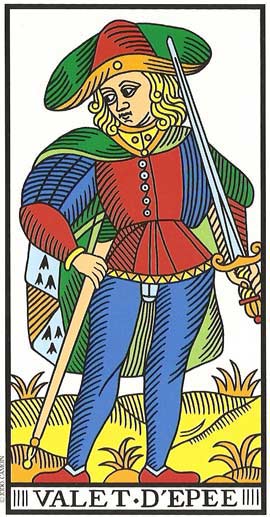 Valete de Espadas no Tarot de Marseille restaurado por Jodorowsky e Camoin