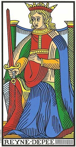 Rainha de Espadas no Tarot de Marseille restaurado por Jodorowsky e Camoin