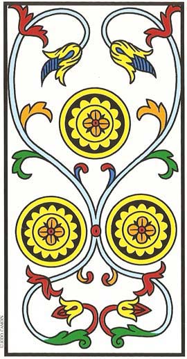 Trs de Ouros no Tarot de Marseille restaurado por Jodorowsky e Camoin