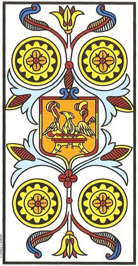 Quatro de Ouros no Tarot de Marseille restaurado por Jodorowsky e Camoin