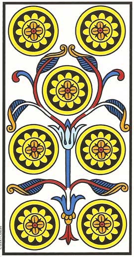 Sete de Ouros no Tarot de Marseille restaurado por Jodorowsky e Camoin