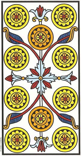 Dez de Ouros no Tarot de Marseille restaurado por Jodorowsky e Camoin