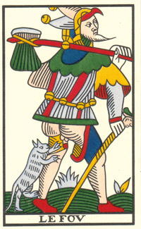 O Louco no Tarot de Jean Noblet restaurado por Jean-Claude Flornoy