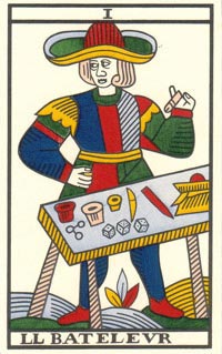 O Mágico no Tarot de Jean Noblet restaurado por Jean-Claude Flornoy