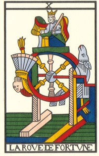 A Roda da Fortuna no Tarot de Jean Noblet restaurado por Jean-Claude Flornoy