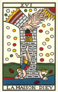 A Casa de Deus (ou A Torre)  no Tarot de Jean Noblet restaurado por Jean-Claude Flornoy