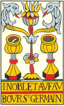 Dois de Copas no Tarot de Jean Noblet restaurado por Jean-Claude Flornoy