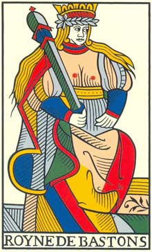 Rainha de Paus no Tarot de Jean Noblet restaurado por Jean-Claude Flornoy