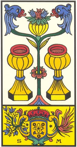 Dois de Copas no Tarot de Marseille restaurado por Kris Hadar