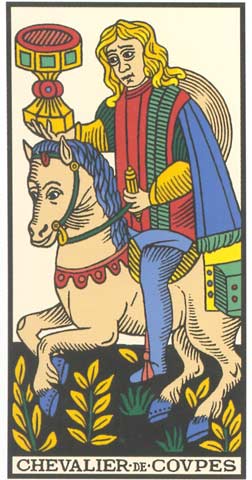 Cavaleiro de Copas no Tarot de Marseille restaurado por Kris Hadar