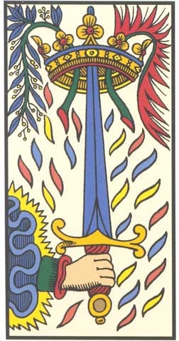 O s de Espadas no Tarot de Marseille restaurado por Kris Hadar